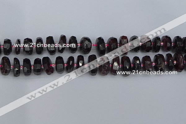 CRB1415 15.5 inches 8*18mm faceted rondelle red garnet beads