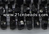 CRB1421 15.5 inches 6*10mm faceted rondelle black tourmaline beads