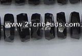 CRB1423 15.5 inches 7*14mm faceted rondelle black tourmaline beads