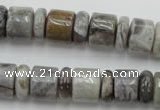 CRB143 15.5 inches 6*12mm & 10*12mm rondelle silver needle agate beads