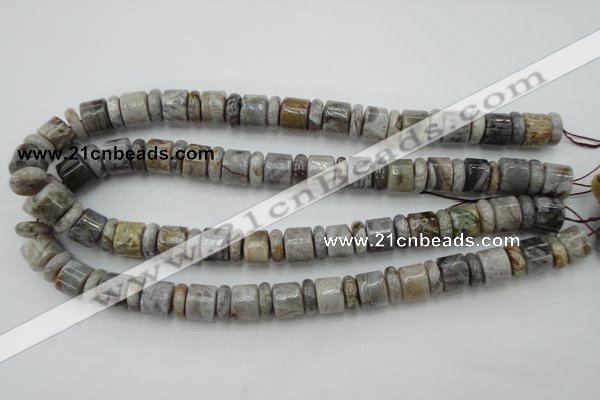 CRB143 15.5 inches 6*12mm & 10*12mm rondelle silver needle agate beads