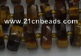 CRB1431 15.5 inches 6*10mm faceted rondelle yellow tiger eye beads