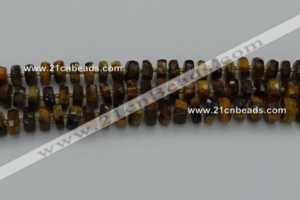 CRB1431 15.5 inches 6*10mm faceted rondelle yellow tiger eye beads