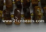 CRB1432 15.5 inches 6*12mm faceted rondelle yellow tiger eye beads