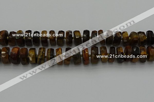 CRB1434 15.5 inches 8*16mm faceted rondelle yellow tiger eye beads