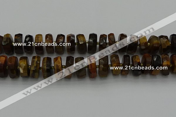 CRB1435 15.5 inches 8*18mm faceted rondelle yellow tiger eye beads