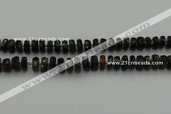 CRB1441 15.5 inches 6*10mm faceted rondelle blue tiger eye beads