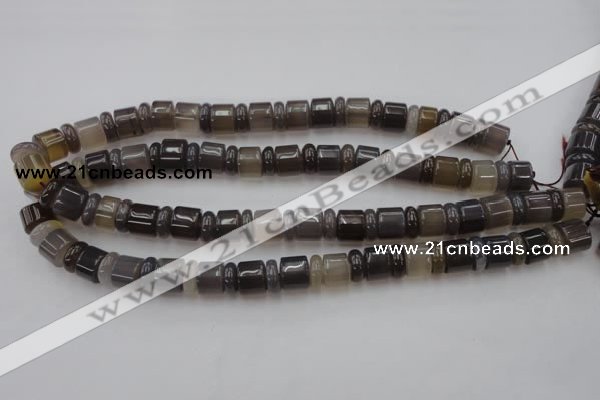 CRB145 15.5 inches 6*12mm & 10*12mm rondelle grey agate beads