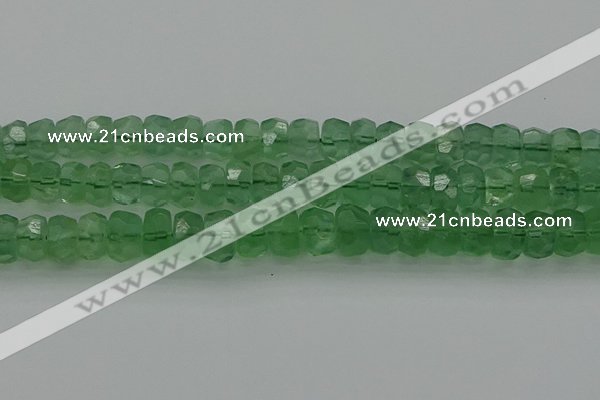 CRB1461 15.5 inches 6*12mm faceted rondelle green fluorite beads