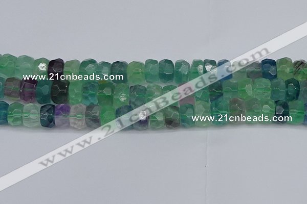 CRB1466 15.5 inches 6*12mm faceted rondelle fluorite beads