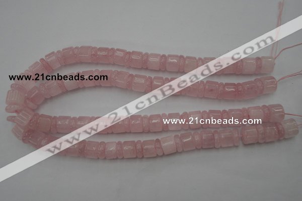 CRB149 15.5 inches 6*12mm & 10*12mm rondelle rose quartz beads