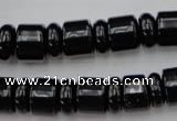 CRB151 15.5 inches 6*12mm & 10*12mm rondelle black agate beads