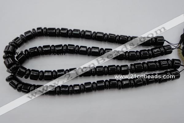 CRB151 15.5 inches 6*12mm & 10*12mm rondelle black agate beads