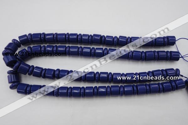 CRB153 15.5 inches 6*12mm & 10*12mm rondelle blue stone beads