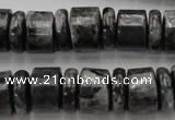 CRB160 15.5 inches 5*14mm & 10*14mm rondelle black labradorite beads