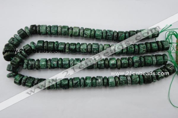 CRB162 15.5 inches 5*14mm & 10*14mm rondelle green picture jasper beads