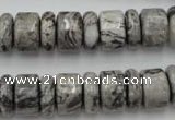 CRB163 15.5 inches 5*14mm & 10*14mm rondelle grey picture jasper beads