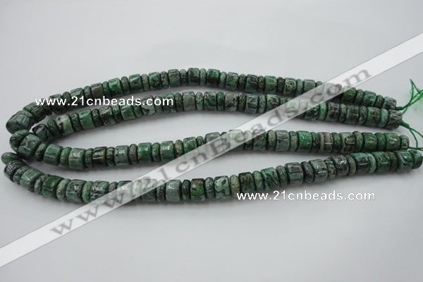 CRB170 15.5 inches 4*10mm – 7*10mm rondelle green picture jasper beads