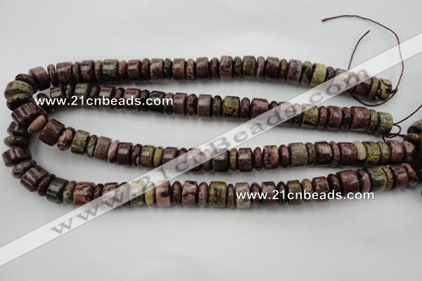 CRB176 15.5 inches 4*12mm – 8*12mm rondelle red artistic jasper beads