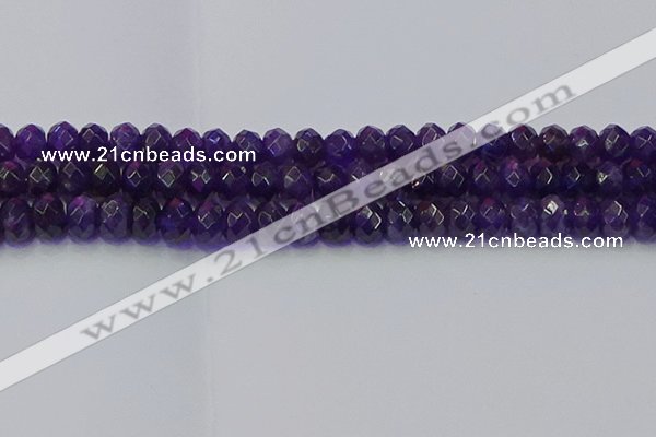 CRB1806 15.5 inches 6*10mm faceted rondelle amethyst beads