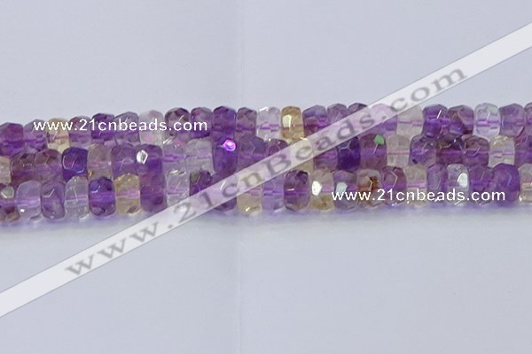 CRB1810 15.5 inches 6*12mm faceted rondelle ametrine beads