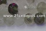 CRB1814 15.5 inches 6*10mm faceted rondelle green rutilated quartz beads