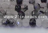 CRB1816 15.5 inches 4*6mm faceted rondelle black rutilated quartz beads