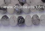 CRB1817 15.5 inches 5*8mm faceted rondelle black rutilated quartz beads