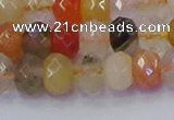 CRB1821 15.5 inches 5*8mm faceted rondelle mixed rutilated quartz beads