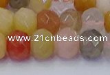 CRB1822 15.5 inches 6*10mm faceted rondelle mixed rutilated quartz beads