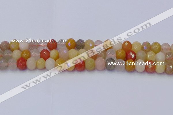 CRB1822 15.5 inches 6*10mm faceted rondelle mixed rutilated quartz beads