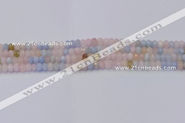 CRB1828 15.5 inches 4*6mm faceted rondelle morganite beads