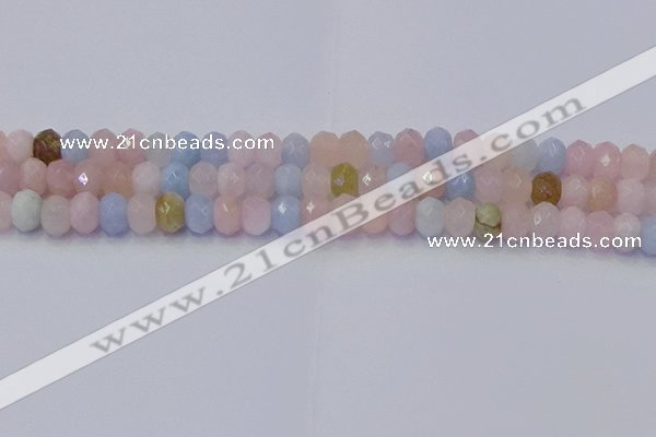 CRB1829 15.5 inches 5*8mm faceted rondelle morganite beads