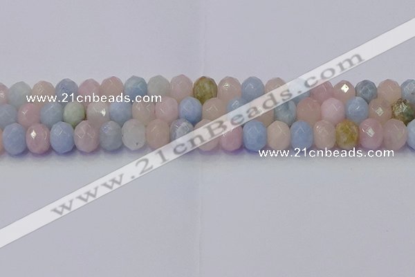 CRB1830 15.5 inches 6*10mm faceted rondelle morganite beads