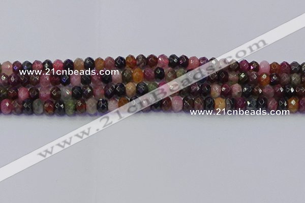 CRB1832 15.5 inches 4*6mm faceted rondelle tourmaline beads