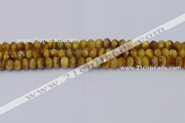 CRB1837 15.5 inches 5*8mm faceted rondelle golden tiger eye beads