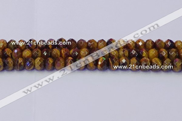 CRB1842 15.5 inches 6*10mm faceted rondelle yellow tiger eye beads