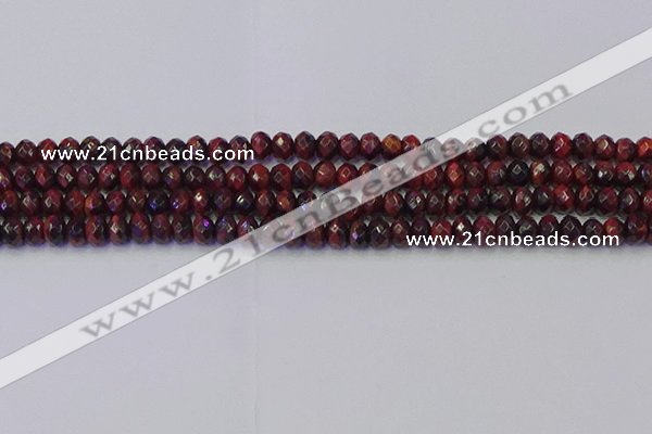 CRB1844 15.5 inches 4*6mm faceted rondelle red tiger eye beads