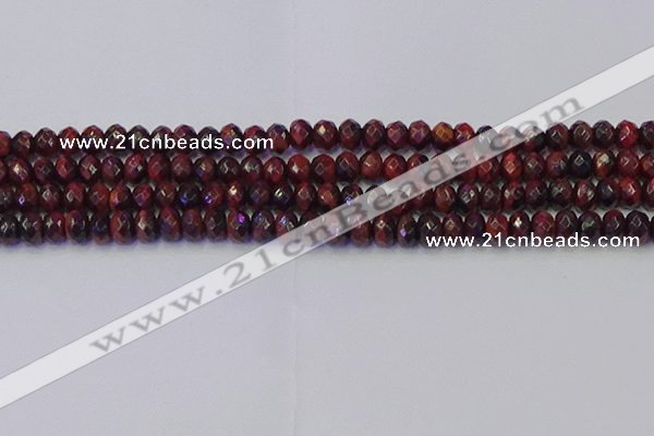 CRB1845 15.5 inches 5*8mm faceted rondelle red tiger eye beads