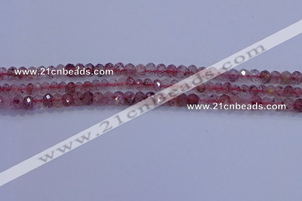 CRB1864 15.5 inches 2.5*4mm faceted rondelle strawberry quartz beads