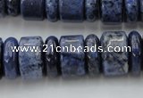 CRB187 15.5 inches 6*16mm – 10*16mm rondelle blue dumortierite beads