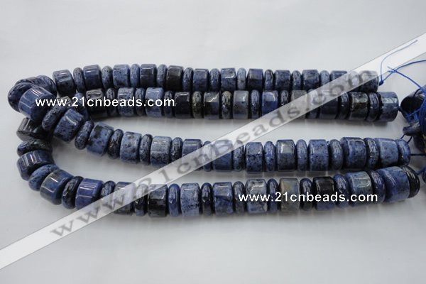 CRB187 15.5 inches 6*16mm – 10*16mm rondelle blue dumortierite beads