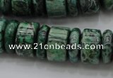 CRB192 15.5 inches 6*16mm – 10*16mm rondelle green picture jasper beads