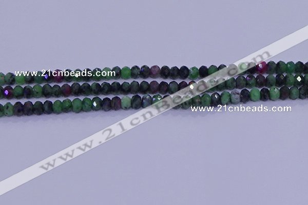 CRB1925 15.5 inches 2.5*4mm faceted rondelle ruby zoisite beads