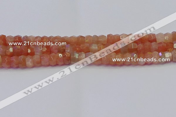 CRB1932 15.5 inches 6*10mm faceted rondelle sunstone beads