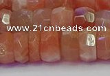 CRB1933 15.5 inches 6*12mm faceted rondelle sunstone beads