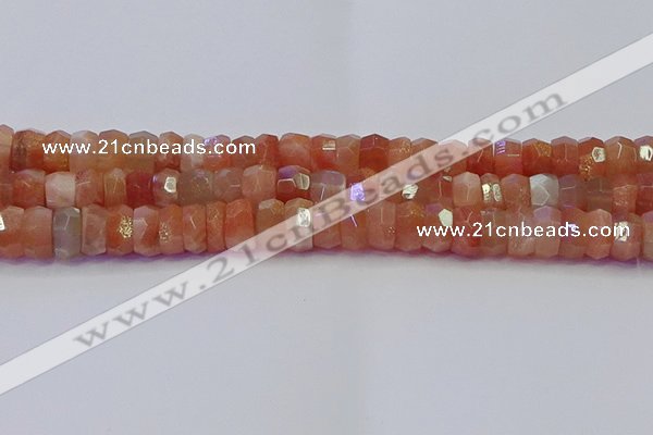 CRB1933 15.5 inches 6*12mm faceted rondelle sunstone beads