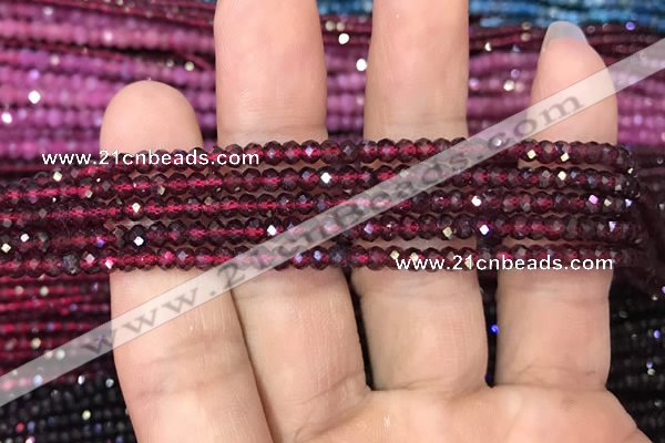 CRB1938 15.5 inches 2*3mm faceted rondelle red garnet gemstone beads