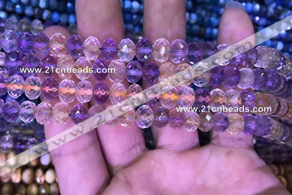 CRB1944 15.5 inches 6*8mm faceted rondelle ametrine beads