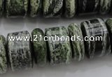 CRB195 6*18mm – 13*18mm rondelle green silver line jasper beads